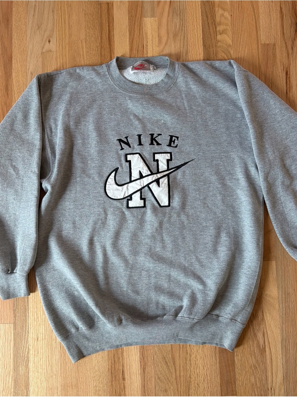 Vintage Nike Gray Tag Spell Out Swoosh Crewneck Sweatshirt 80s XL Tubular USA